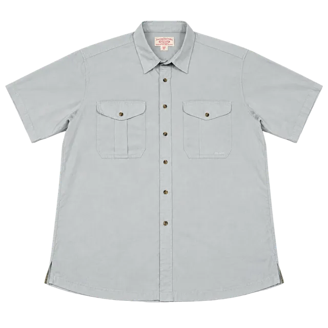 Filson Short Sleeve Button Up Shirt Size XL Light Blue Fishing