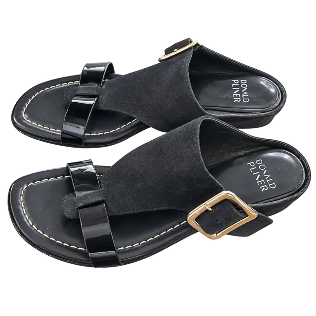 Donald Pliner Vine Wedge Sandals Size 9.5M Navy Blue Leather Suede