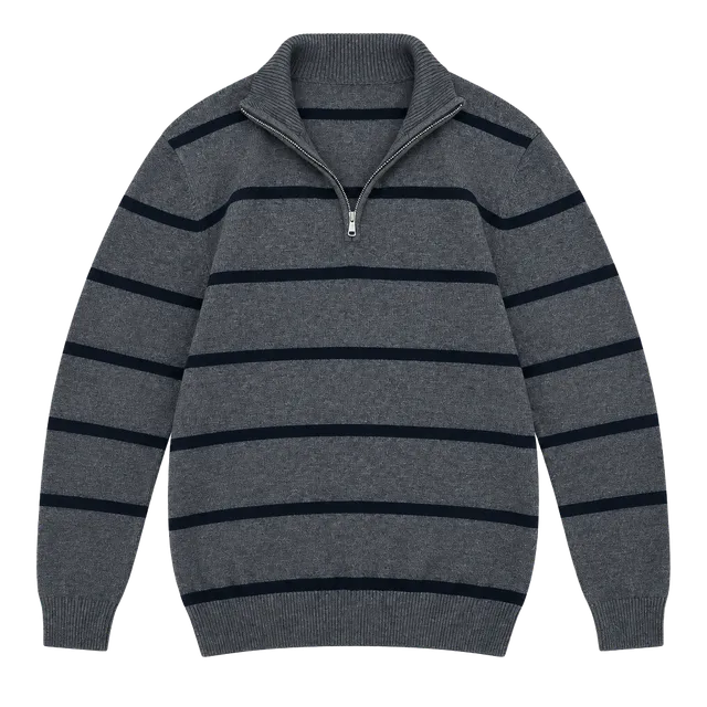 Old Navy 1/4 Zip Sweater Size L Gray Striped