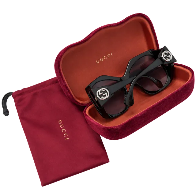 Gucci Interlocking G Geometric Sunglasses Black