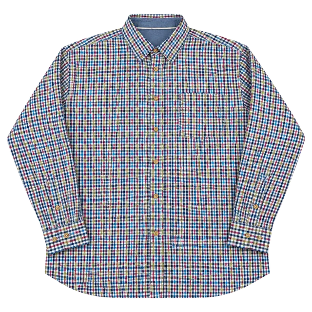 carbon2cobalt Men's 2XL Woven Cotton Long Sleeve Button-Up Multicolor Check