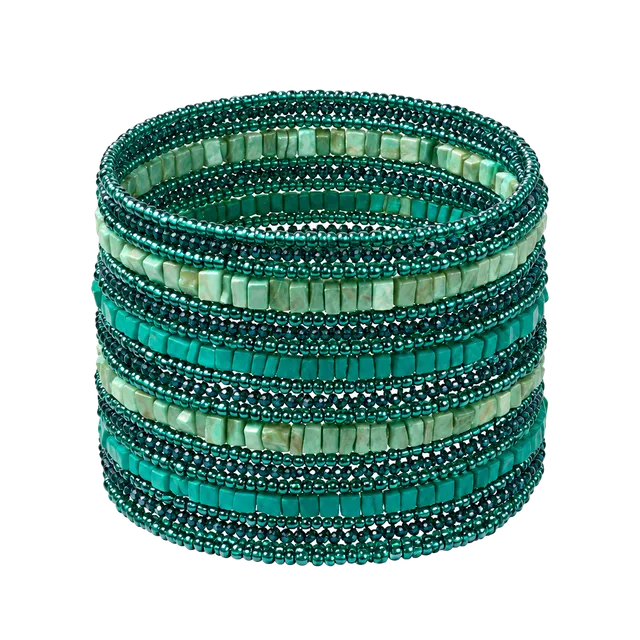 Charlie Paige Beaded Cuff Bracelet Teal Turquoise NWT #0300