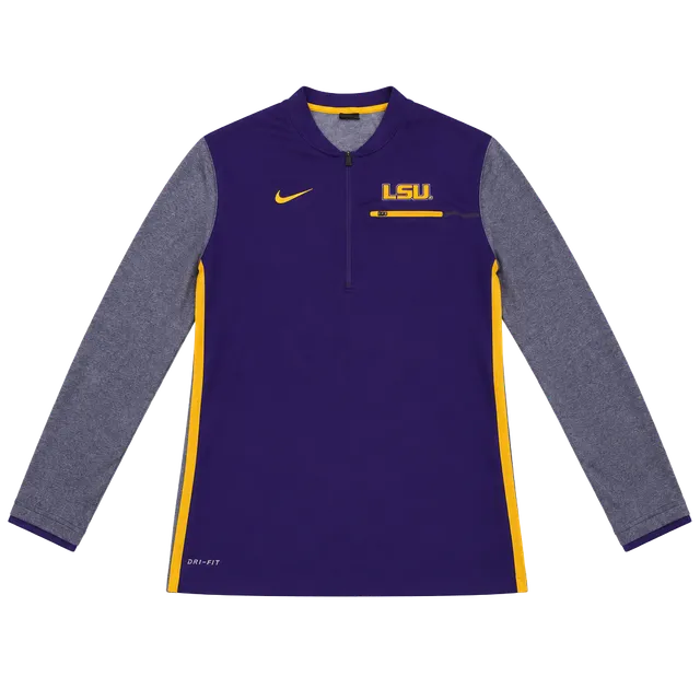 Nike LSU Tigers Dri-Fit 1/4 Zip Jacket Size S Purple Gray College