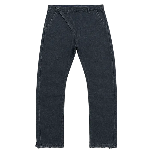 Army of Me Asymmetric Waxed Denim Jeans Size 33 Black Ankle Zips