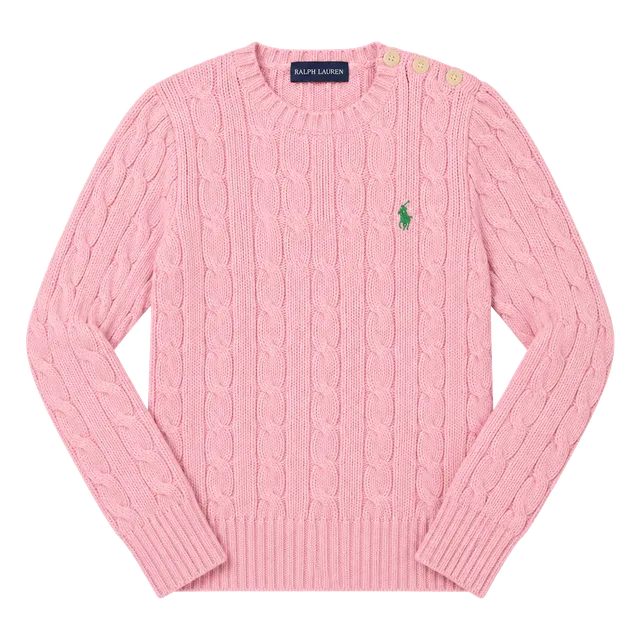 Y2K Ralph Lauren Cable Knit Cotton Sweater Size 4/4T Pink