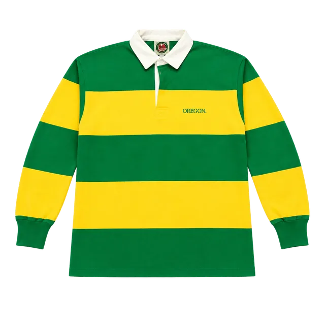Barbarian Oregon Rugby Shirt Green Yellow Long Sleeve