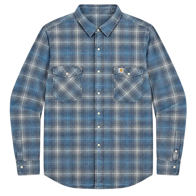 Carhartt Relaxed Fit Plaid Long Sleeve Shirt Size 2XL Blue