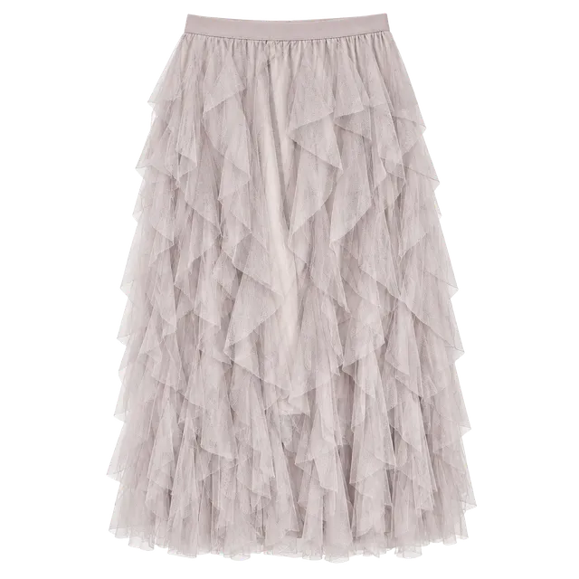Soho Apparel Tulle Maxi Skirt Size 3X Mauve Pink Ruffled Tiered Mesh Fairycore