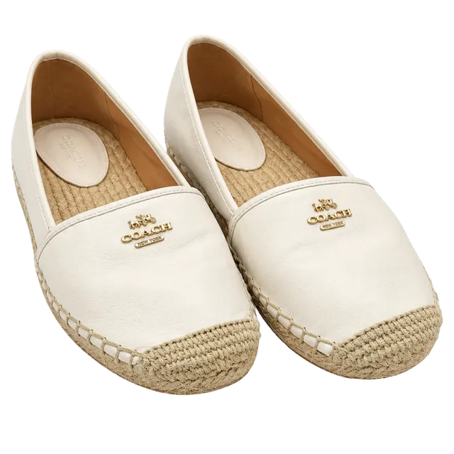 Coach Rhodelle Soft Lambskin Espadrille Flats Size 8 M White