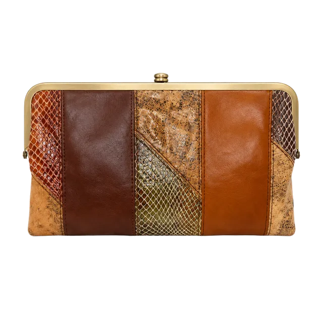 Hobo Lauren Wallet Patchwork Shimmer Snake Mocha Multi