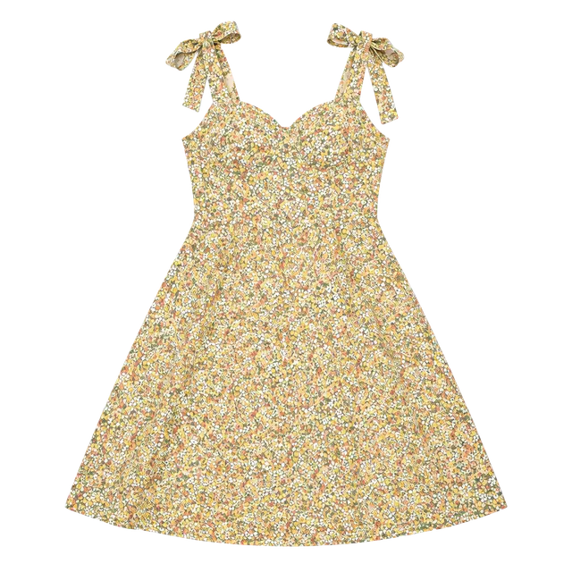 U Wish Floral Dress Size L Yellow Tie Strap Mini