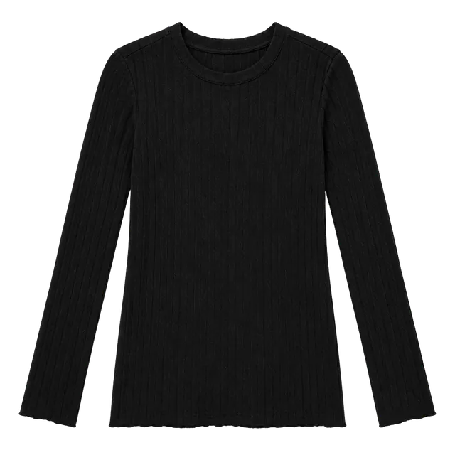 Lou & Grey Ribbed Long Sleeve Top Size XS Black