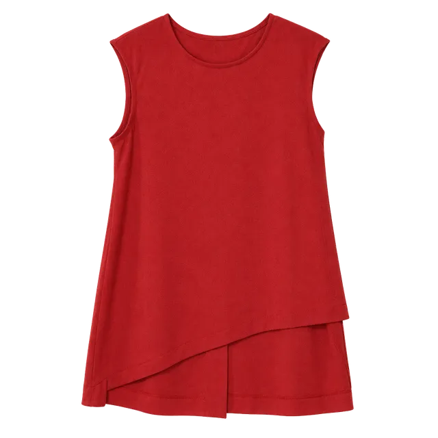 Alfani Blouse Size L Red Sleeveless Asymmetrical Hem