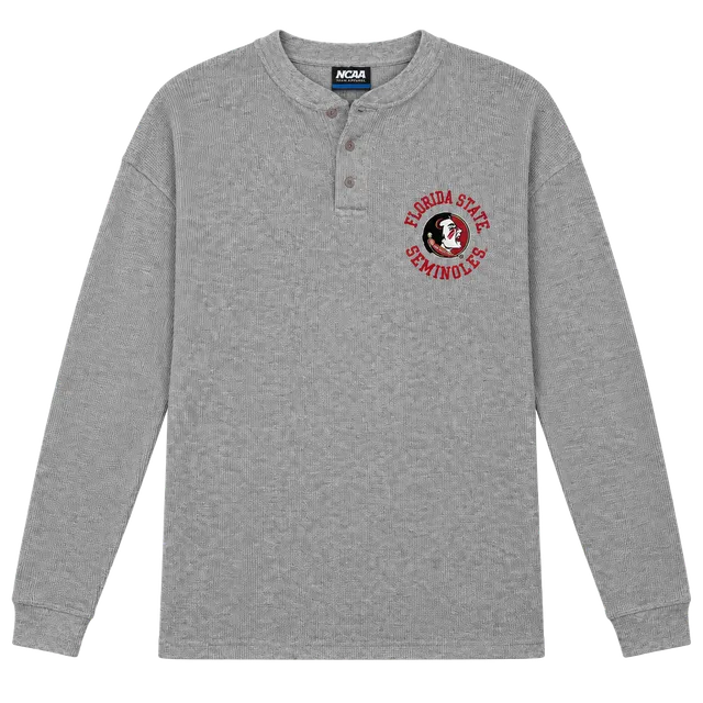 NCAA Florida State Seminoles Henley Size XL Gray Thermal Long Sleeve Shirt