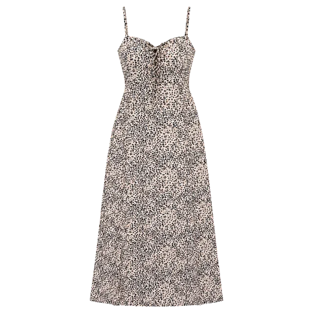 Gentle Fawn Leopard Print Tie Front Smocked Maxi Dress XS