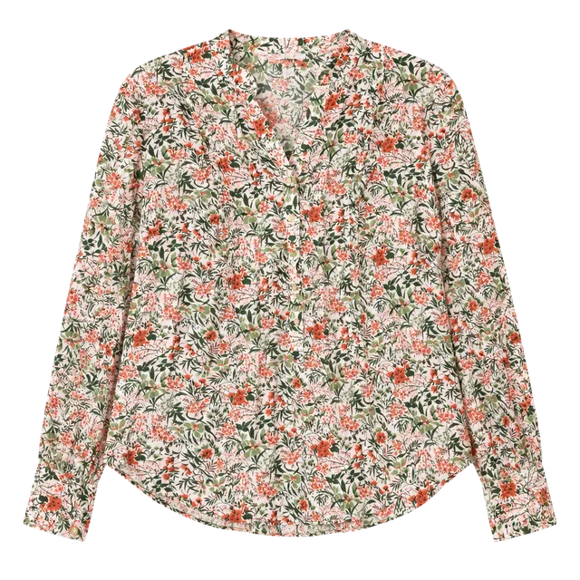 dressbarn Floral Blouse Size L Long Sleeve V-Neck
