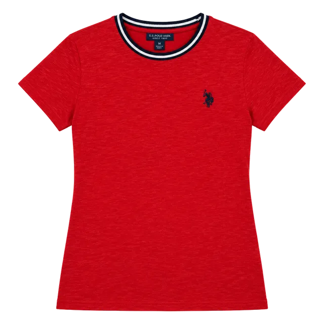 U.S. Polo Assn. T-Shirt Size M Red Cotton Striped Collar