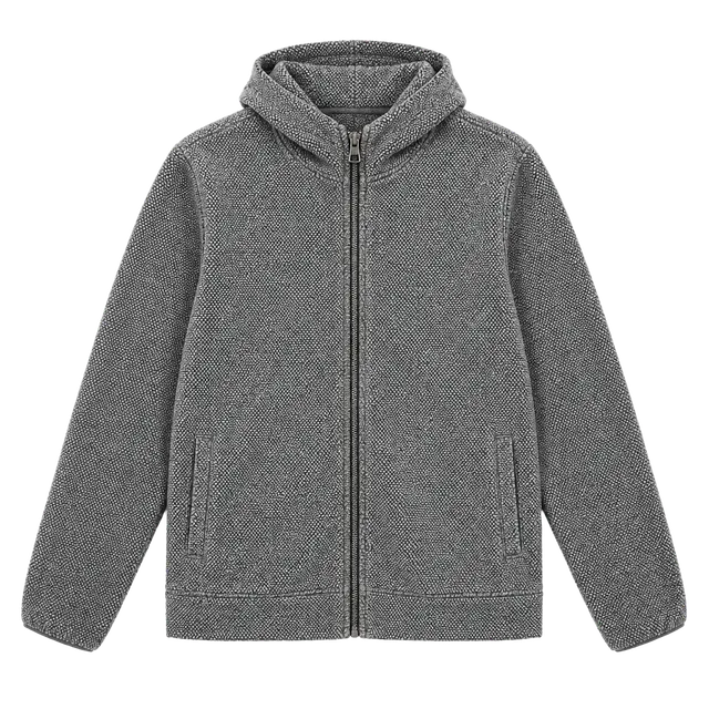 Stillwater Supply Co. Full-Zip Fleece Hoodie Size L Gray Waffle Knit