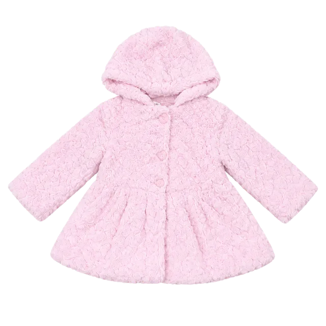 First Impressions Faux Fur Hooded Jacket Size 18 Months Pink