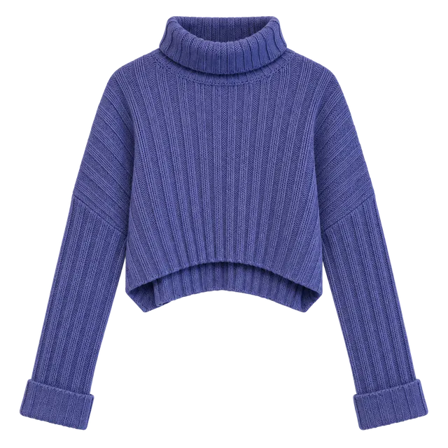 Arizona Jean Co Turtleneck Cropped Sweater Size XXL Purple Ribbed Knit