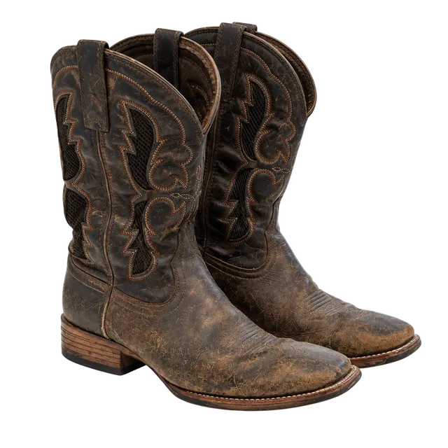 Ariat Cowboy Boots Size 12D Brown Leather Square Toe Western