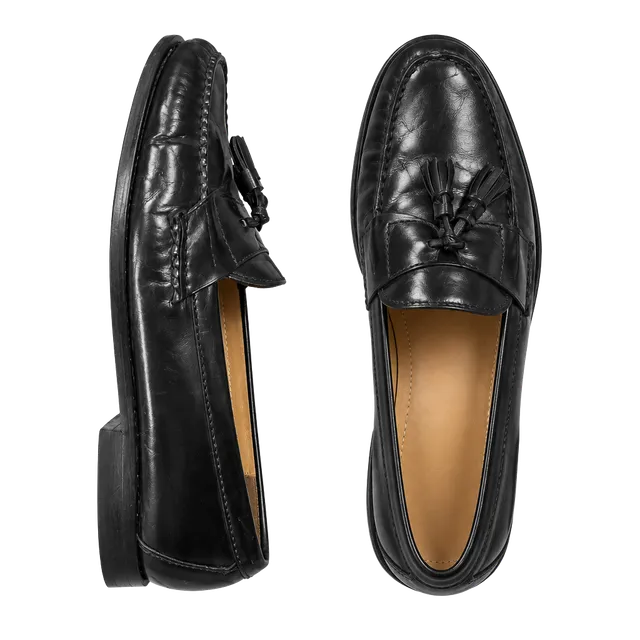 Cole Haan Tassel Loafers Size 9 Black Leather Dress Shoes