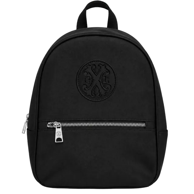 CXL by Christian Lacroix Women’s Black Logo Backpack, Zip, Silver Hardware