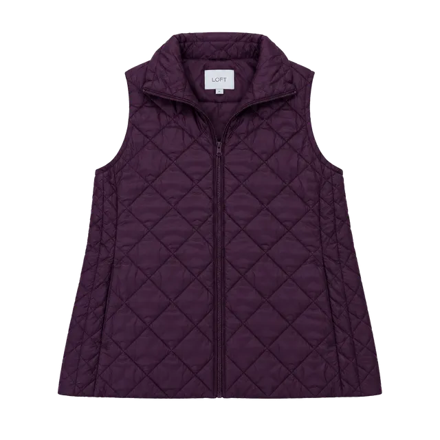Ann Taylor Loft Quilted Puffer Vest Size S Plum