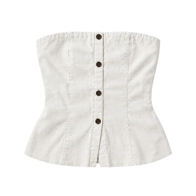 Abercrombie & Fitch Tube Top Size M Beige Button Lined