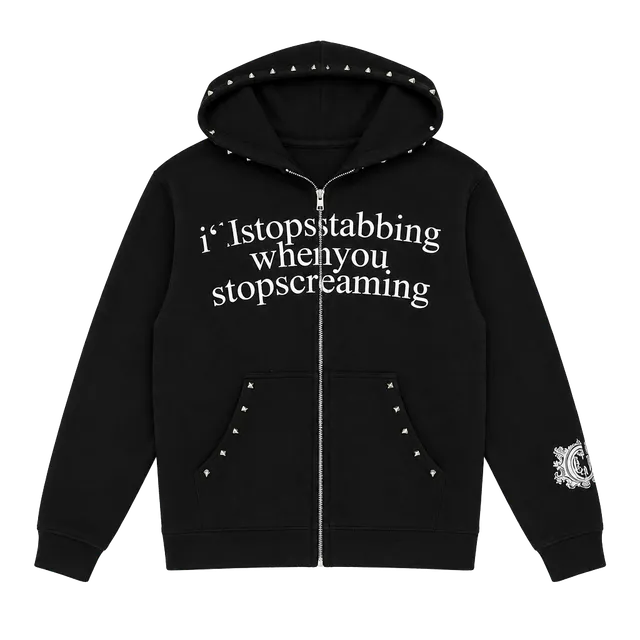 Chiodos Spiked Zip-Up Emo Band Hoodie Black 