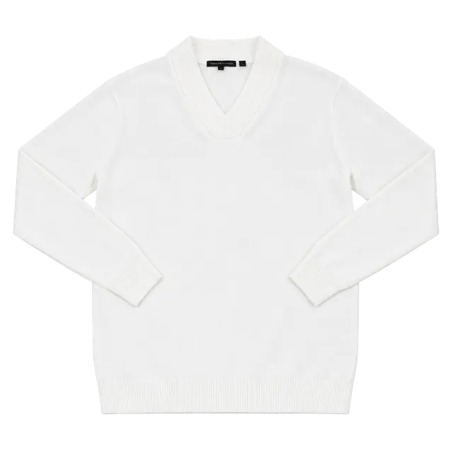 Jeanne Pierre Shawl Collar Sweater Size S White Cotton
