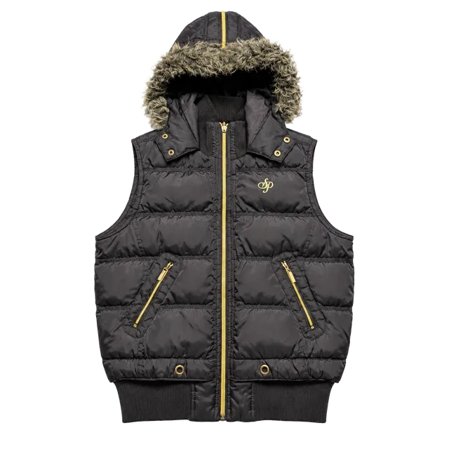 Southpole Puffer Jacket Womens M/L Black Vest Cropped Zip Off ...