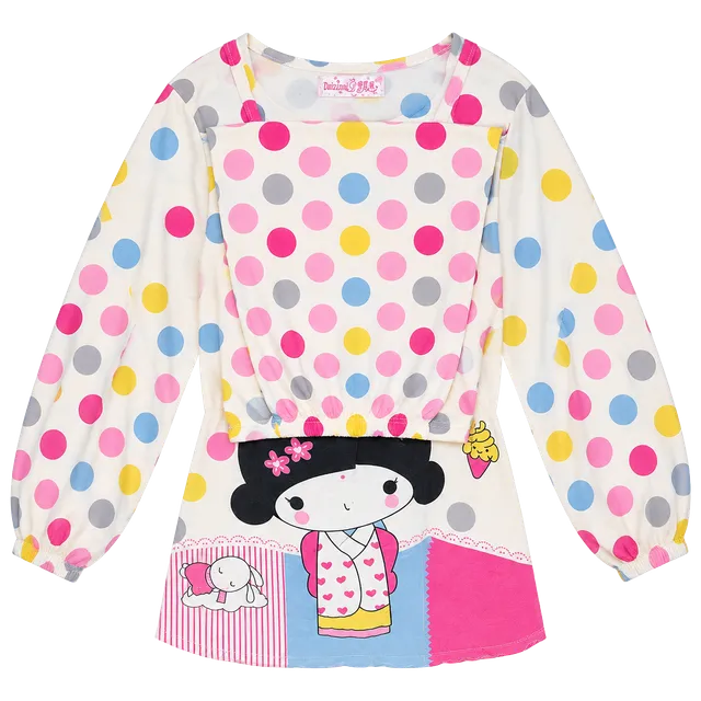 Daizuoni Happy Day Graphic Tee Polka Dot Pajama Top