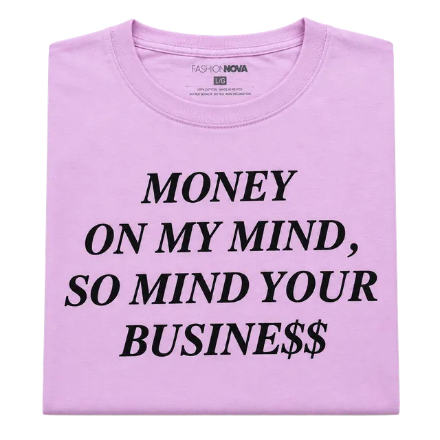 Fashion Nova Money On My Mind Graphic T-Shirt Size 1X Pink Cotton