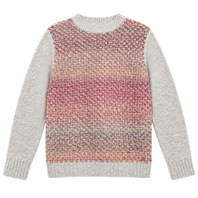 Barbour Textured Sweater Size US 8 Grey Pink Wool Blend