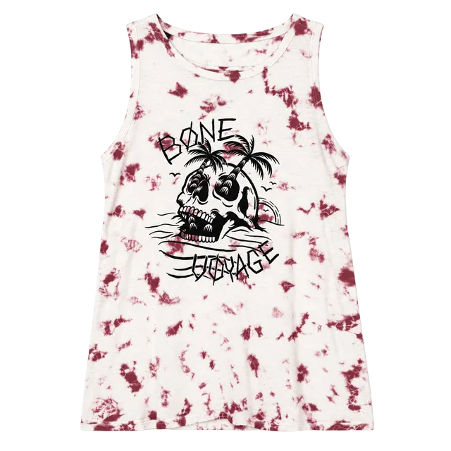 Lovesick White Purple Tie-Dye Skull Cut-Out Back Scoop Neck Tank Top 4X