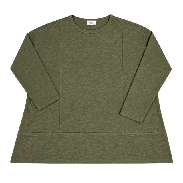 Andree By Unit Top Size M Olive Green Long Sleeve Pocket Tunic Blouse