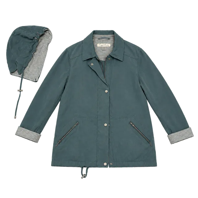 1 Madison Jacket Size Medium Blue Striped Hooded Windbreaker