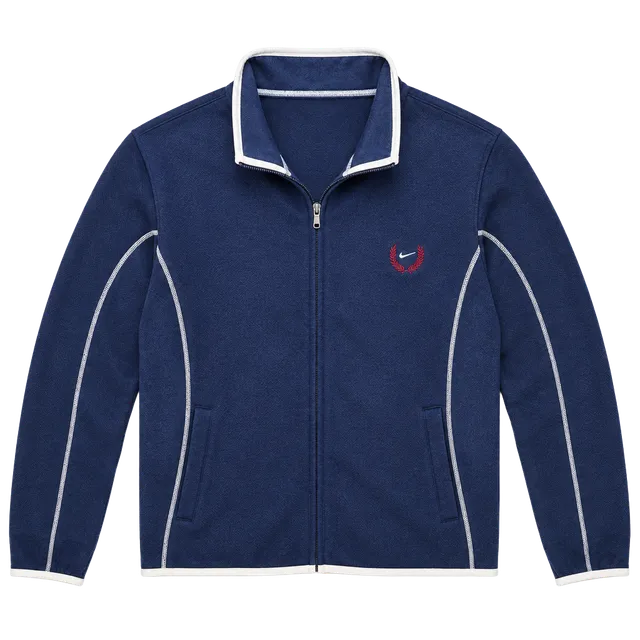 Nike Full Zip Track Jacket Blue Cotton Spandex Wreath Logo Men’s size XL