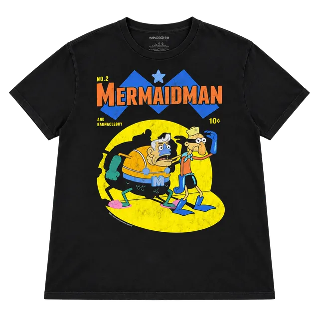 Nickelodeon Mermaid Man and Barnacle Boy T-Shirt Size L Black