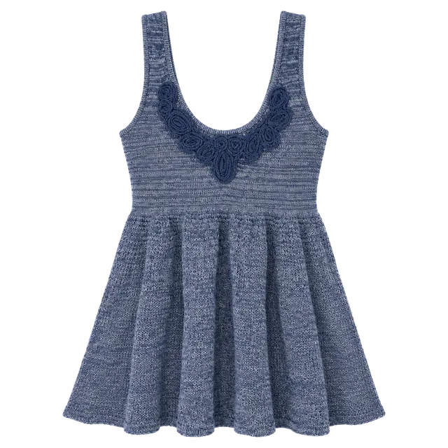 Y2k free People Women's Dress Mini Cotton A Line Lace Floral Denim Style Blue sz XS