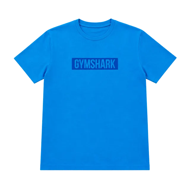 Gymshark Outline T-Shirt Size M Blue Box Logo Athletic Top