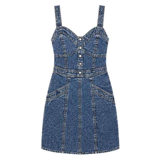 Joyous Denim Dress Size M Acid Wash Button Front Mini