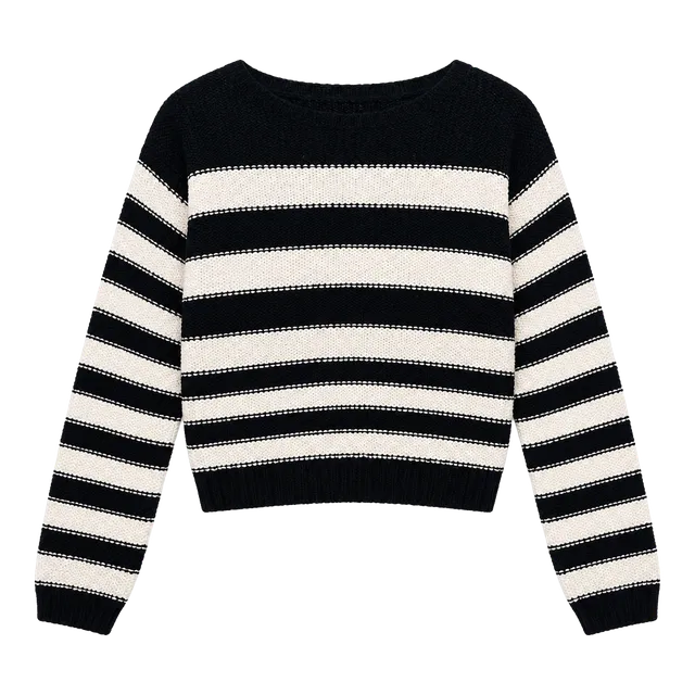 Billabong Striped Pullover Sweater Size S Black White Boat Neck