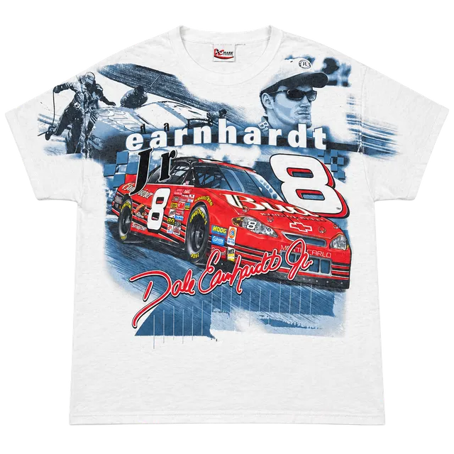 Vintage Y2K Dale Earnhardt Jr Number 8 Budweiser NASCAR All Over Print Racing T-Shirt L