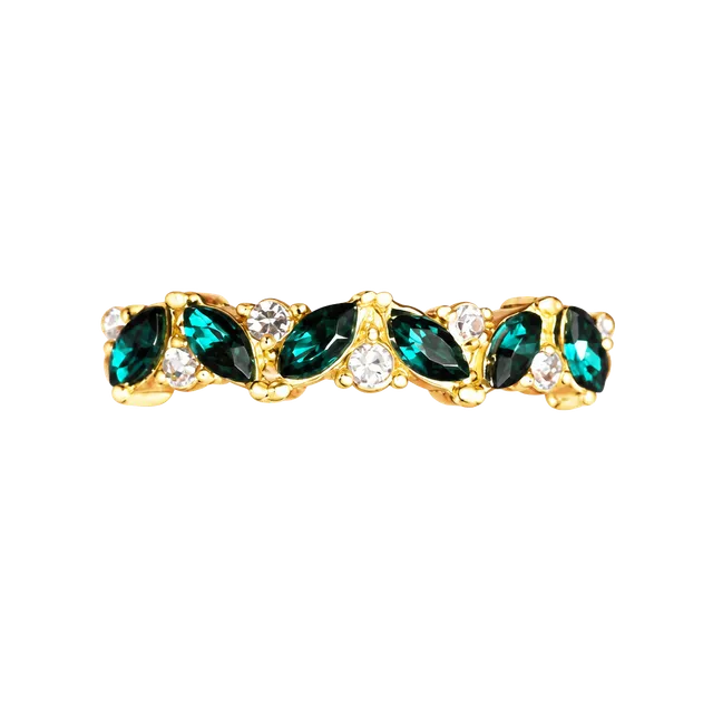  Emerald Marquise Band Peridot Minimalist Ring Yellow Gold Band Size 6