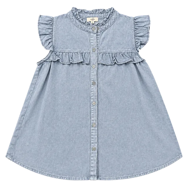 entro USA Denim Ruffle Tunic Top  New Sz Med (k1) 