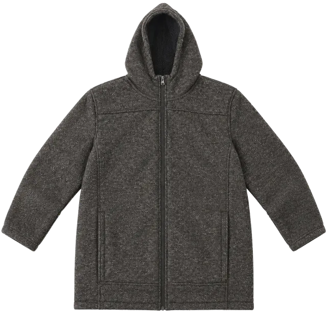 Rugged Elements Mens Large Sherpa Lined Hooded Jacket Gray Full Zip Fleece Coat