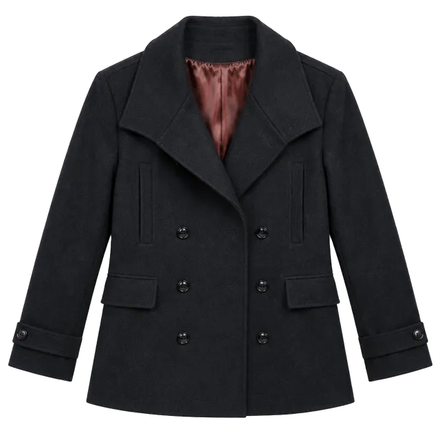 H&M Pea Coat Size 40 Black Wool Blend Double Breasted Jacket