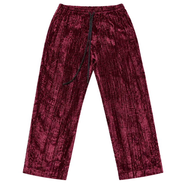s.k. manor hill Crushed Velvet Pants Size M Burgundy Drawstring Trousers